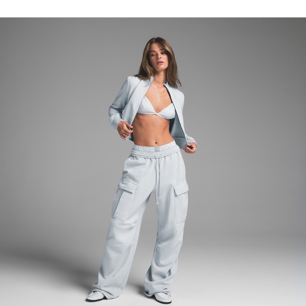 SKIMS Baby Blue Track Pants Relaxed Fit Elastic Waist